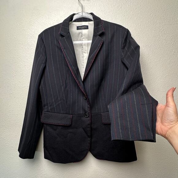Piazza Sempione Colorblock Pinstripe Blazer Black/Red Women US 12 - Picture 1 of 16
